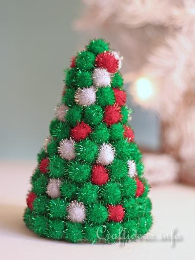Christmas Craft - Styrofoam Christmas Tree Decorated with Pom Poms